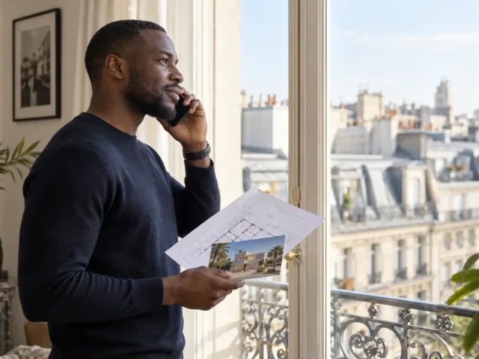 Membre de la diaspora préparant un achat immobilier au Sénégal depuis la France