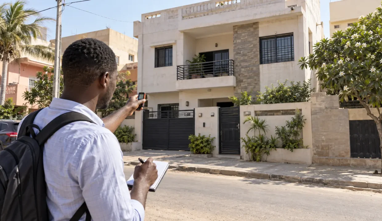 Débutant évaluant un bien immobilier avant d’investir à Dakar