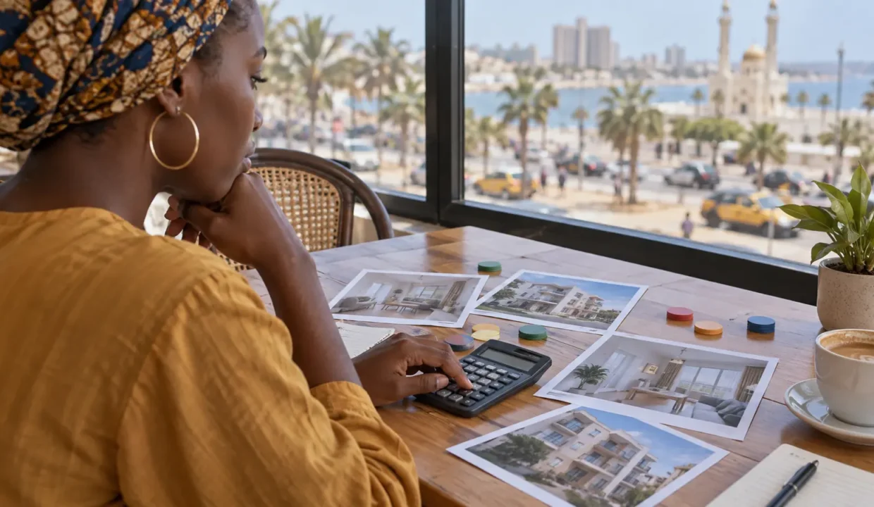 Locataire comparant le coût de plusieurs appartements à Dakar