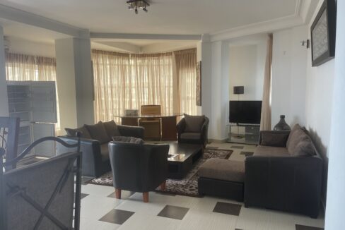 Salon meublé de l'appartement à louer au Plateau, Dakar