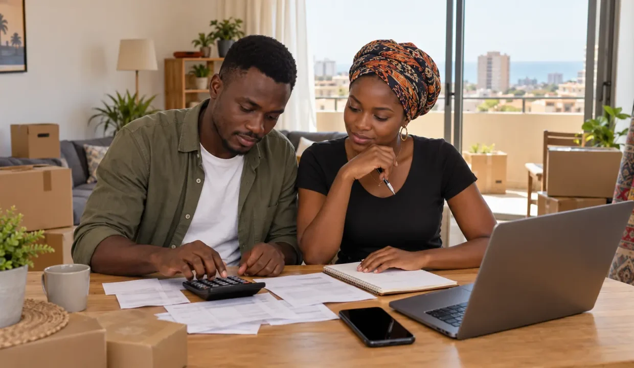 Couple calculant le budget réel d’un logement à Dakar