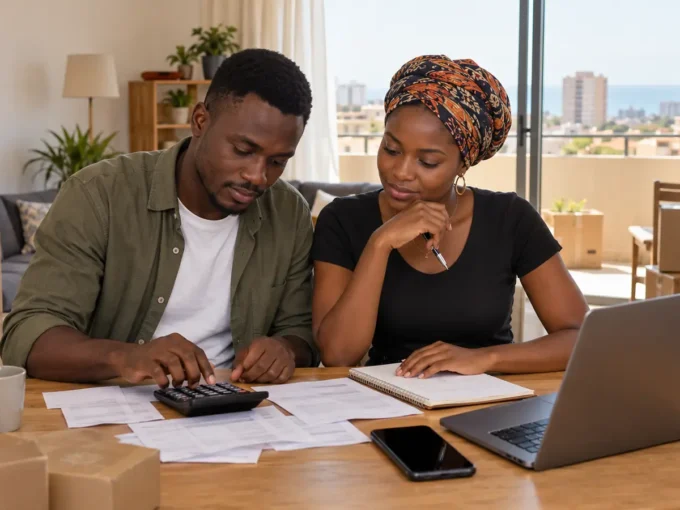 Couple calculant le budget réel d’un logement à Dakar