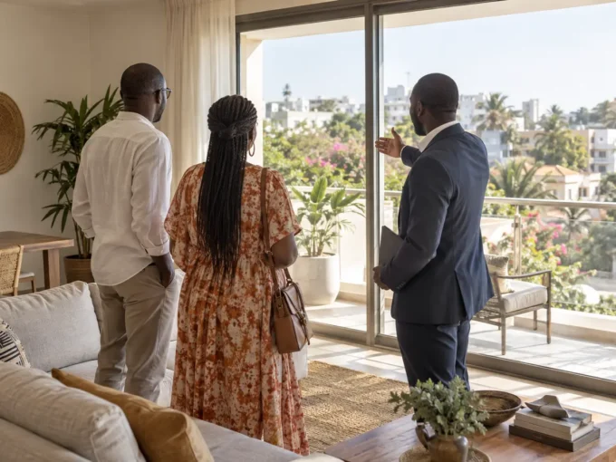 Couple visitant un appartement à louer à Fann à Dakar