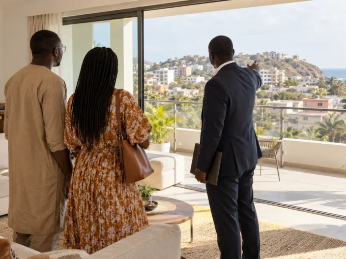 Couple visitant un appartement à louer aux Mamelles à Dakar