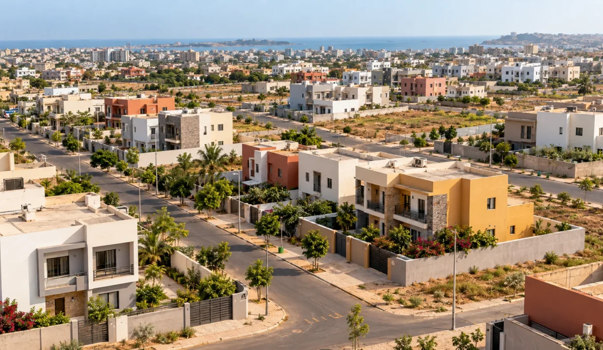 Illustration d’un quartier résidentiel aménagé au Sénégal