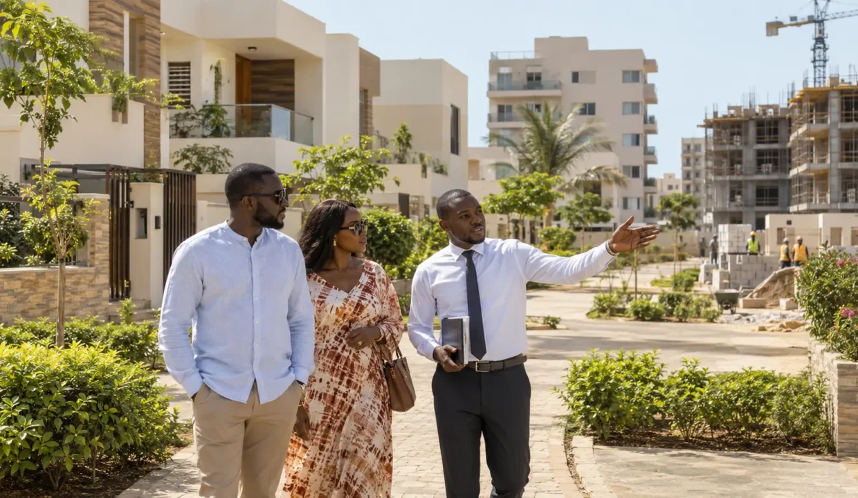 Couple visitant un programme résidentiel au Sénégal